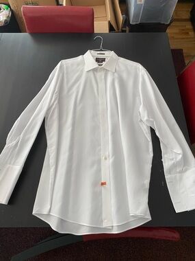 Black Brown 1826 Men's White Dress Shirt - Classic Spread Collar